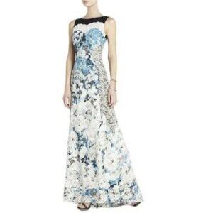 BCBGMaxAzria Tahiti Blue Combo Provence Sleeveless Open-Back Gown Maxi Dress 4
